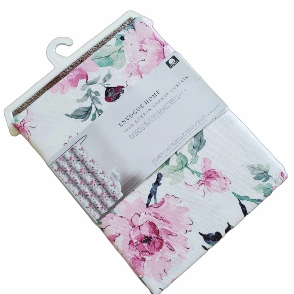 Envogue Home Floral Fabric Shower Curtain 72 x 72 Brand New